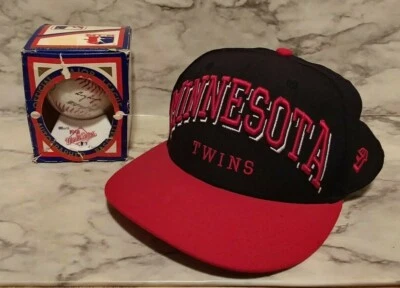 Vntg 1991 Facsimile Signed Baseball & 9Fifty MLB MINNESOTA TWINS Snapback Hat - Image 1 of 4