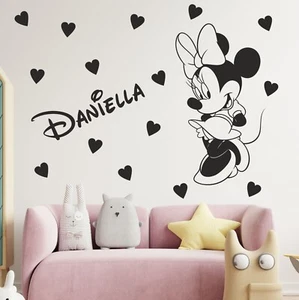 Minnie Mouse Wall Sticker With Personalised Bespoke Name Decal Vinyl Kids - Picture 1 of 3