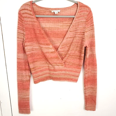 Suéter American Eagle Para Mujer Grande Recortado Y2K Acanalado Sobrepelliz Envuelto Foto 1 de 4