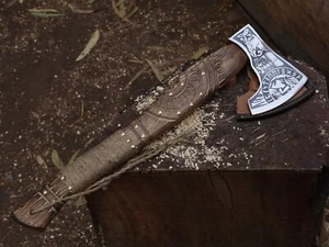 21''inchViking Axe Carbon Steel Blade Tomahawk Axe W/Leather Sheath BL-3608 - Picture 1 of 19