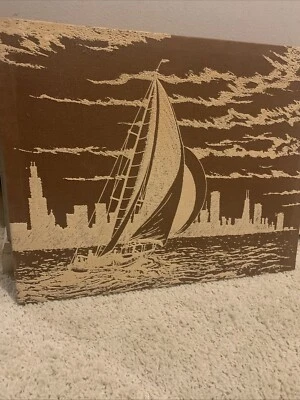 Paisaje urbano de tela estirada de colección años 70 con veleros era Mariska Foto 1 de 4