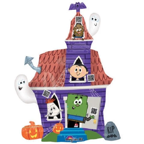LARGE CHILDREN'S SUPER SHAPE HAUNTED SPOOKY HOUSE FOIL BALLOON GHOST VAMPIRE  - Image 1 of 1