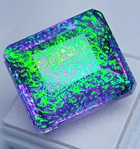 Superb Natural Monarch Fire Opal Doublet Emerald Shape Certified 55+ Ct Gemstone - Picture 1 of 15