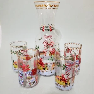 Anthropologie Nathalie Lete Santa Trineo Navidad Jarra Vasos Set Vacaciones - Imagen 1 de 17