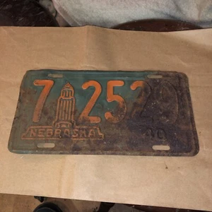 1940 Nebraska License Plate Number Tag Original - Picture 1 of 11
