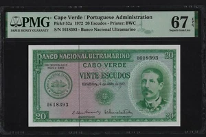 Portugal PORTUGUESE CAPE VERDE 20 escudos 1972 P-52 UNC GRADED - Picture 1 of 2