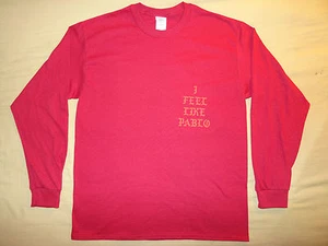Maglietta a maniche lunghe Kanye West Yeezy stagione 3 Merch ""I Feel Like Pablo"" Borgogna - Foto 1 di 17