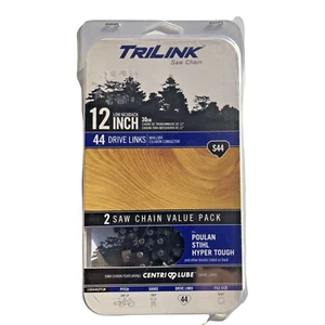 TriLink S44 12" Saw Chain 2 Pack Fits Poulan Stihl Hyper Tough 3/8" Centri Lube - Picture 1 of 4