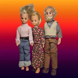 Vintage 1970's Mattel, Inc. The Sunshine Family Dolls, Lot of 3 Dolls w/Clothing - Picture 1 of 4