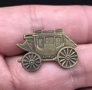 Vintage Brass Stagecoach Old West Tie Clip 1" x 5/8" - Picture 1 of 4