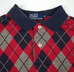 Polo Ralph Lauren Shirt VTG Scottish Argyle 80s Ringer Polo Shirt Sz M Made USA - Picture 1 of 10
