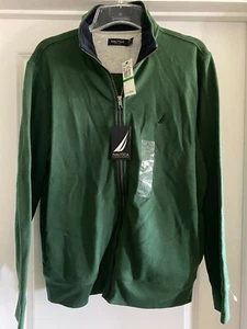 $79.50 MSRP NEW NAUTICA LONG SLEEVE SWEATER JACKET ZIP ZIPPER DARK GREEN LARGE L - Picture 1 of 9