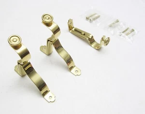 Full Set NEW REJUVENATION LACQUERED BRASS 1" Curtain ROD END & MIDDLE BRACKETS - Picture 1 of 9