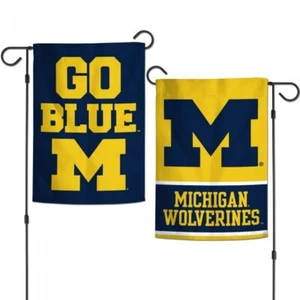 MICHIGAN WOLVERINES EXCLUSIVE DOUBLE SIDED GARDEN FLAG 12"X18" YARD BANNER NCAA - Picture 1 of 1