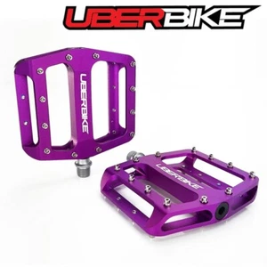 Uberbike Flatout MTB Alloy Flat Platform Pedal DU Bearing 9/16" - Purple - Picture 1 of 2