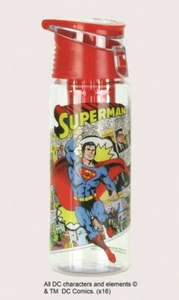 DC Comics Superman and Comic Art Clear Acrylic Infuser Water Bottle, NEW UNUSED - Picture 1 of 1