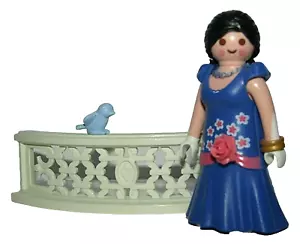 Playmobil principessa con abito blu palazzo bianco balaustra e uccellino - castello C7 - Foto 1 di 4