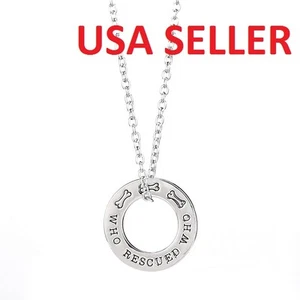 Hund Katze Pfoten Wer rettete Wer Haustier Druck Tier Charm Anhänger Halskette Schmuck - Bild 1 von 2