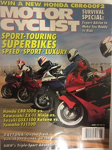 Motorcyclist Magazine June 1991 Survival Special Sport-Touring Bikes Speed Sport - Imagen 1 de 2