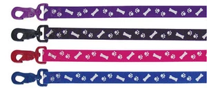 Nylon Dog Lead / Leash with Paw & Bone Motif - Various Sizes - Picture 1 of 1