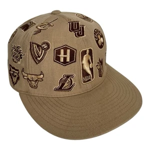 VintageNBA Reebok Cap With Embroidered All Over Team Logos Fitted Hat Size 7 1/8 - Picture 1 of 12
