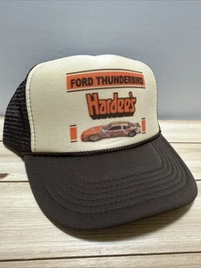 Hardee’s Ford Hat Vintage Trucker Hat snapback Tan Brown NASCAR Racing Hat - Picture 1 of 3