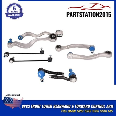 Brazo de control delantero inferior trasero y delantero 8 piezas para BMW 525i 528i 535i 550i M5 Foto 1 de 4