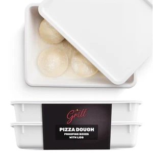 Pizza Dough Proofing Box - Pack of 2 Stackable BPA-Free Trays with Covers - P... - Picture 1 of 8