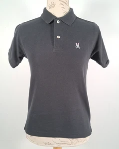 PSYCHO BUNNY Black Short Sleeve Polo Shirt Pima Cotton Embroidered - Large 14/16 - Picture 1 of 18