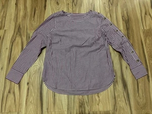 Talbots Popeline-Hemdbluse Damen Größe Small geknöpfte Ärmel mit Streifen – neu ohne Etikett - Bild 1 von 5