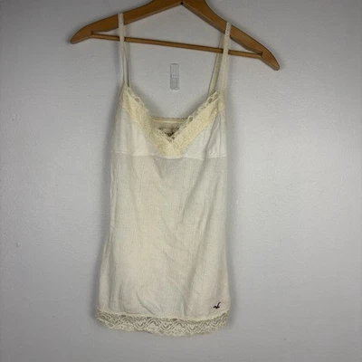 De Colección Hollister Babydoll Top Cami Tank Blanco Encaje Mediano Coqueta Manchas Y2K  Foto 1 de 4