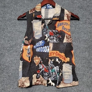 VTG 90s Harley Davidson Womens Large Button Up Shirt Hawaii Made Tori Richard - Picture 1 of 12