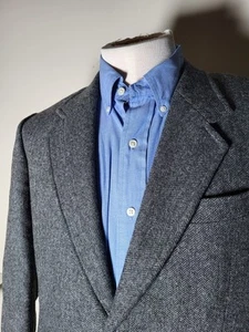 Vintage 36R BESPOKE Full-Canvas Herringbone Gray Tweed Jacket Blazer Sport Coat - Bild 1 von 9