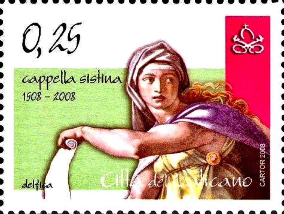 [OOS] Vatican #Mi1605 MNH 2008SistineChapelMichelangeloFrescoDelphicSibyl [1378] - Image 1 of 1