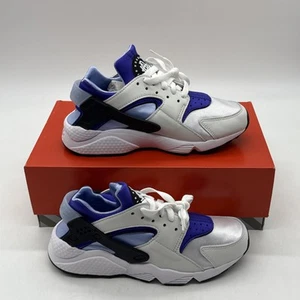 Womens Nike Air Huarache Size 6.5 White/Lapis Aluminum Black - DH4439-100 - Picture 1 of 8