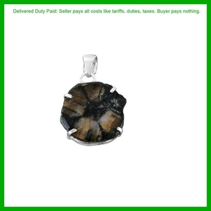 Halloween Deal Chiastolith Stein Einfassung Geburtstag Boho Anhänger Schmuck 925 Silber - Bild 1 von 7