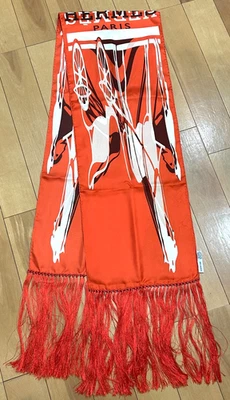 HERMES 100% SEDA CALECHE ELASTIQUE Flecos Pañuelo Largo 214cm / 30cm Naranja #y5154 Foto 1 de 4