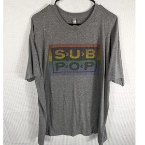 Sub Pop Rainbow Logo T-Shirt 2XL Gray American Apparel Tri-Blend Grunge Band Tee - Picture 1 of 5