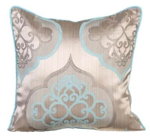 Throw Pillow Cover Blue 16"x16", Couch Decor Silk Fabric - Blue Damask Galore - Picture 1 of 2