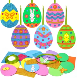 12 Stück Ostereier Bastelset Für Kinder,Ostereier Anhänger Deko Bastelset,Ostern - Bild 1 von 12