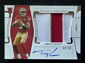 National Treasures 2021 Trey Lance 49ers RPA RC 2 colores parche automático 42/99 - Imagen 1 de 4