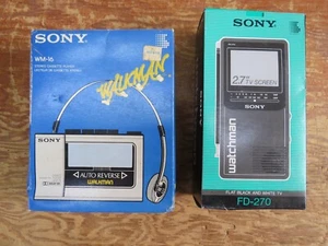 Vintage Sony Watchman FD-270 With Manual & Walkman WM-16 *EMPTY BOXES ONLY* - Picture 1 of 16