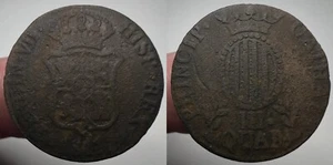 1811 Spain Catalonia 3 Quartos Circulated Copper Coin Ferdinand VII - Picture 1 of 8