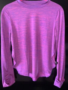 Miss Behave Fit Long Sleeve Shirt Sz 14 youth NWOT Blue Purple pink Side slits m - Picture 1 of 5