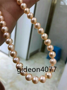 AAAA 18"8-9MM REAL Natural Mar del Sur Oro Rosa Perla Collar 14K ORO PURO - Imagen 1 de 4