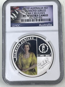 2012 P Australia S$1 Diamond Jubilee NGC PF 70 Ultra Cameo Early Releases - Picture 1 of 4