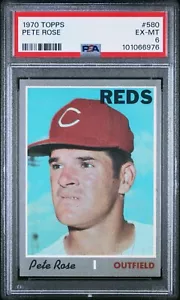 1970 Topps PETE ROSE PSA 6 EX-MT (APPENA CLASSIFICATO) #580 Cincinnati Reds ~6976 - Foto 1 di 3