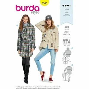 Giacca cappotto con cappuccio Burda modello cucito 6360 Misses cerniera anteriore taglia 10-20 - Foto 1 di 5