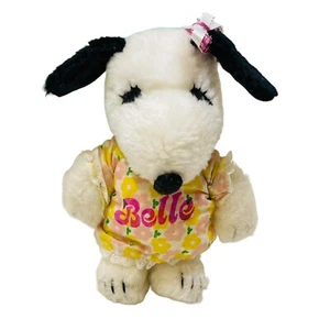 Vintage Peanuts Belle 1958 1968 Plush Floral Dress Snoopy Sister 7” Pellets - Picture 1 of 7