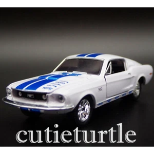 1:64 1968 68 Ford Mustang Fastback Custom 5.0 Coyota White with Blue Stripes - Picture 1 of 3